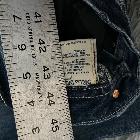 Miss Me Mid Rise EasyBoot Fleur Studded Y2K Blue Denim Jeans 26 - Picture 9 of 9